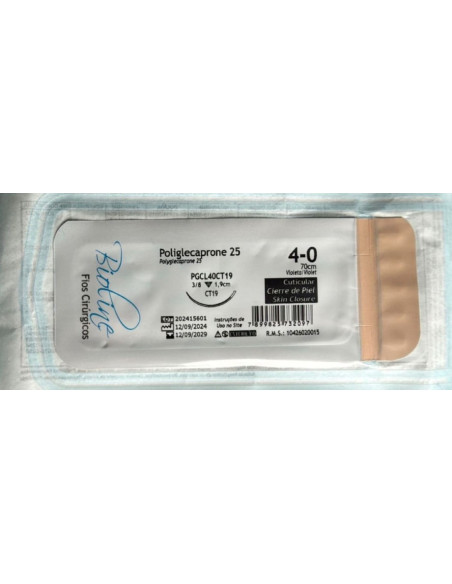 Sutura absorbible Poliglecaprone 4/0