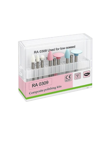 "Kit de pulido para resina composite RA0309, 9 piezas para contraángulo de baja velocidad"
