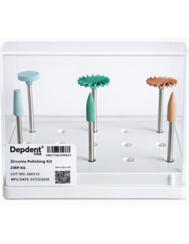 Kit de pulido Yepdent para zirconia, 6 puntas de diamante vástago HP