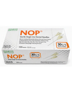 Caja de 100 agujas dentales NOP Spident 30G corta 0,3 x 21 mm